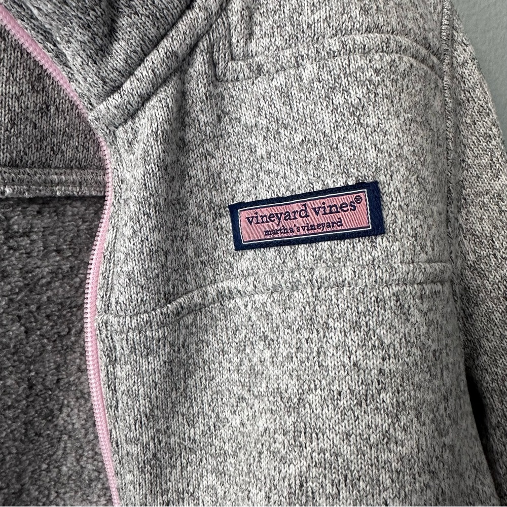 Vineyard Vines Zip Up Preppy Sweater Grey and Pink Girls Large 14 - Picture 10 of 12